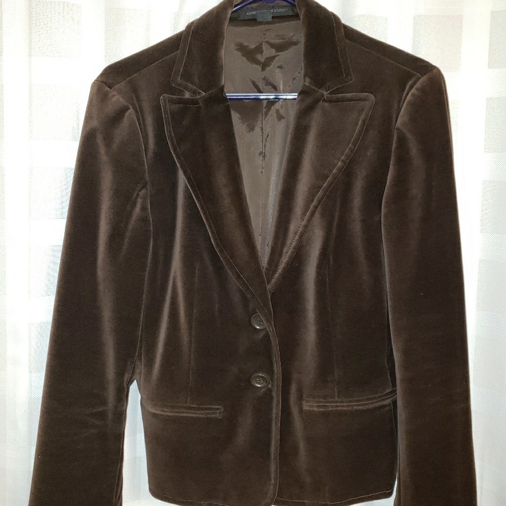 Express Chocolate Brown Velvet Blazer/ Size 10